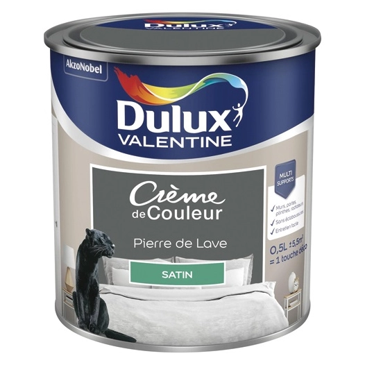 Peinture crème de couleur satin 0.5l pierre de lave - DULUX VALENTINE