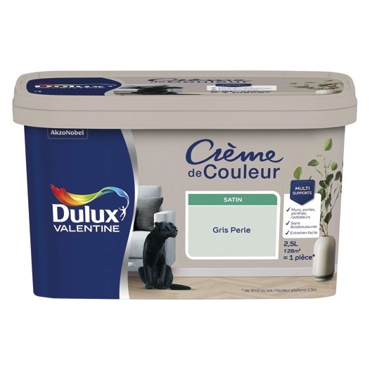 Valentine crème de couleur satin 2.5l gris perle - DULUX VALENTINE