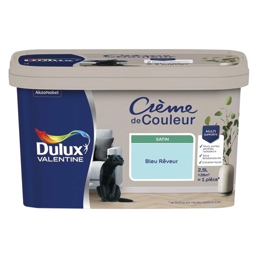 Valentine crème de couleur satin 2.5l bleu rêveur - DULUX VALENTINE