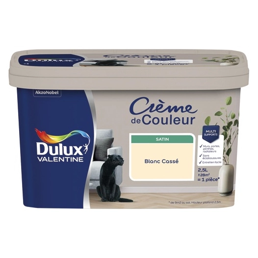 Valentine crème de couleur satin 2.5l blanc cassé - DULUX VALENTINE