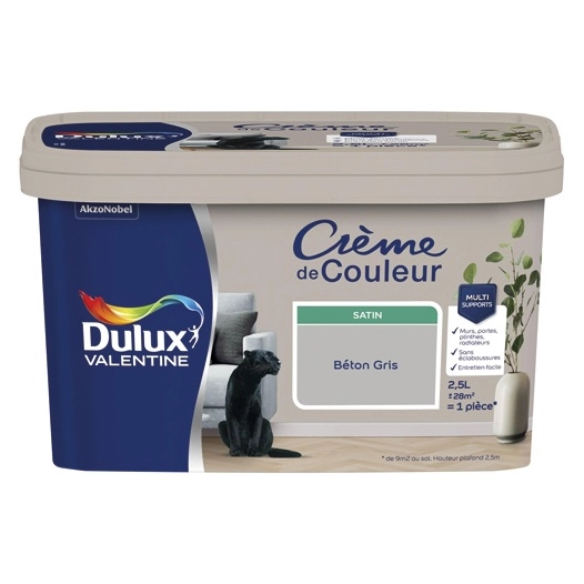 Valentine crème de couleur satin 2.5l béton gris - DULUX VALENTINE