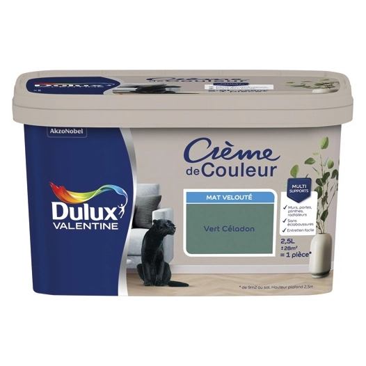 Valentine crème de couleur mat 2.5l vert céladon - DULUX VALENTINE