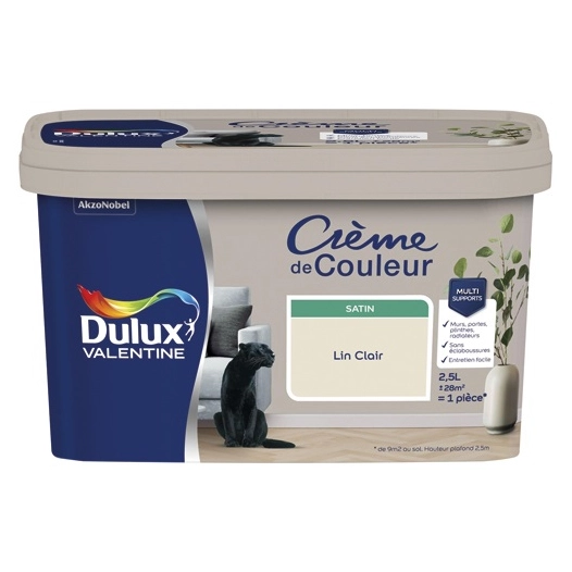 Valentine crème de couleur satin 2.5l lin clair - DULUX VALENTINE