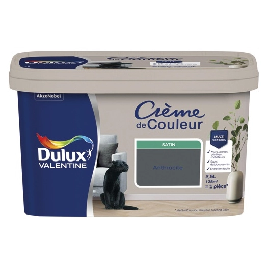 Valentine crème de couleur satin 2.5l anthracite - DULUX VALENTINE
