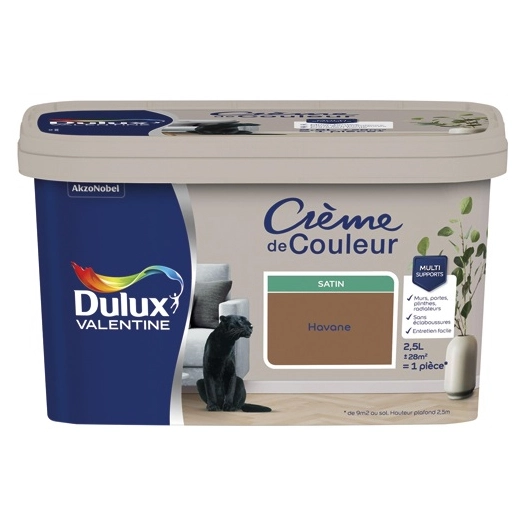 Peinture crème de couleur satin 2.5l havane - DULUX VALENTINE