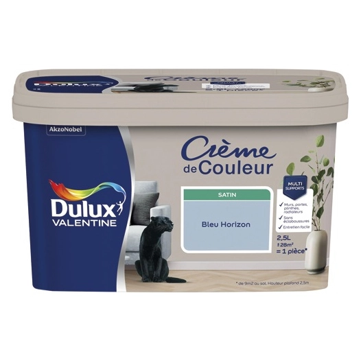 Valentine crème de couleur satin 2.5l bleu horizon - DULUX VALENTINE
