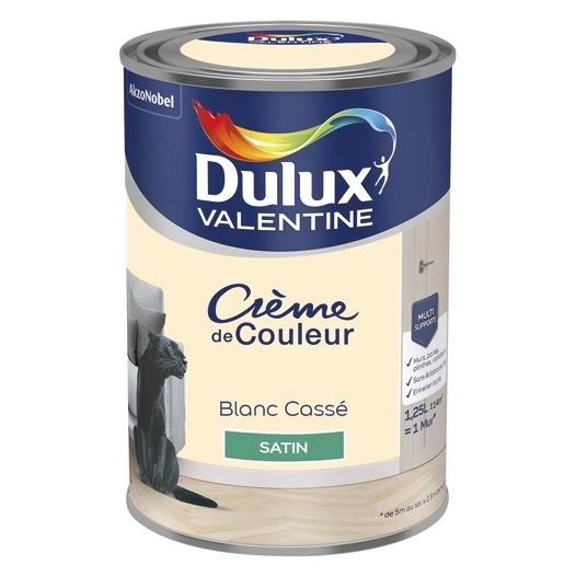 Valentine crème de couleur satin 1.25l blanc cassé - DULUX VALENTINE