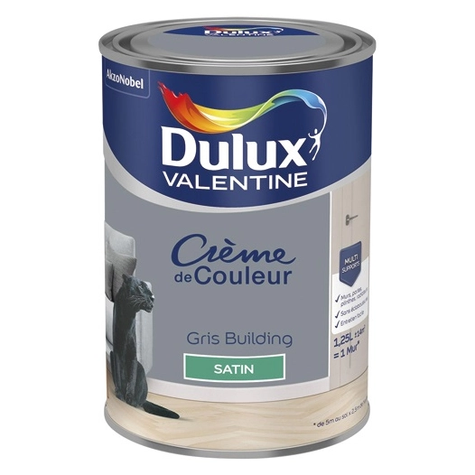Valentine crème de couleur satin 1.25l gris building - DULUX VALENTINE