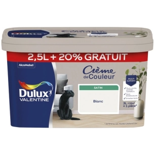 Valentine crème de couleur satin 2.5l +20% blanc - DULUX VALENTINE