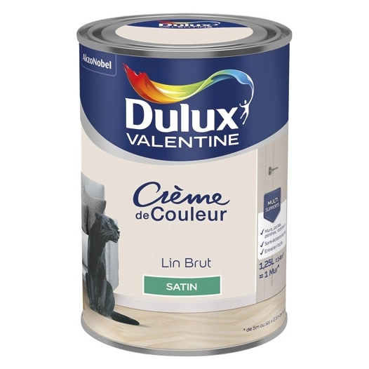Valentine crème de couleur satin 1.25l lin brut - DULUX VALENTINE