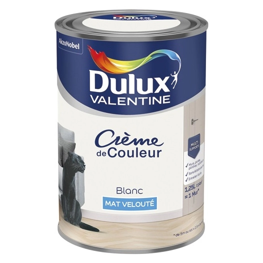Valentine crème de couleur mat 1.25l blanc - DULUX VALENTINE