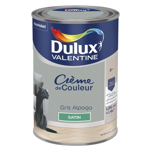 Valentine crème de couleur satin 1.25l gris alpaga - DULUX VALENTINE