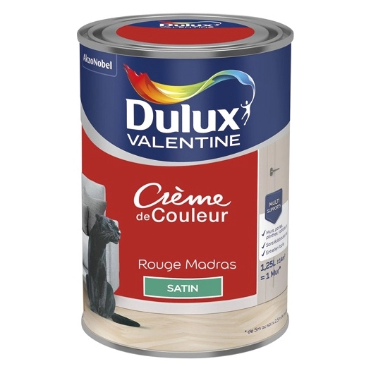 Valentine crème de couleur satin 1.25l rouge madras - DULUX VALENTINE