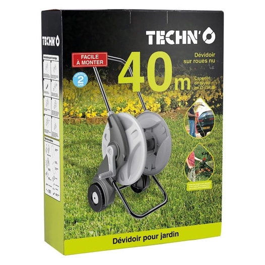 Dévidoir sur roues nu alu et plastique 40m - TECHN