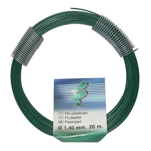 5 Fil plastifié vert 1.4mm rouleau 20m - FILOMAT