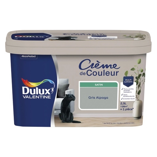 Valentine crème de couleur satin 2.5l gris alpaga - DULUX VALENTINE