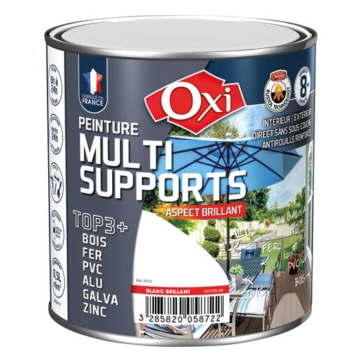Peinture top 3 bois fer pvc 500ml blanc brillant ral9010 - OXI