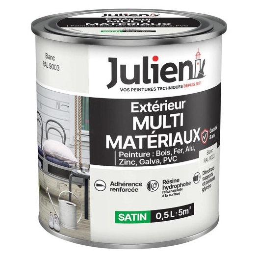Peinture Julien multi matériaux blanc 0.5l - JULIEN