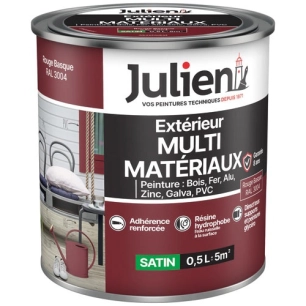 Peinture Julien multi matériaux rouge basque 0.5l - JULIEN