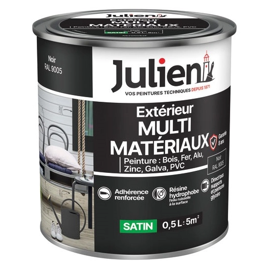 Peinture Julien multi matériaux noir 0.5l - JULIEN