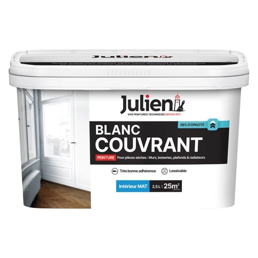 Blanc couvrant mat blanc base white 2.5l - JULIEN