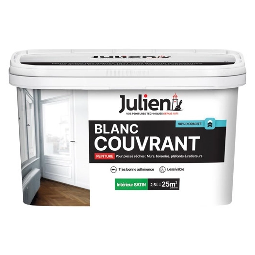 Blanc couvrant satin blanc base white 2.5l - JULIEN