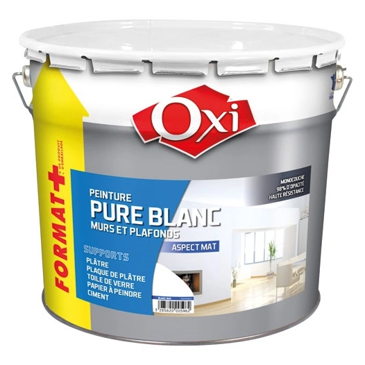 Peinture blanc pur acryl.mat 10l+20% - OXI