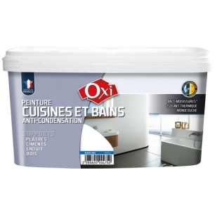 Peinture mur/plafond cuisine et bain blanc mat 2.5l - OXI