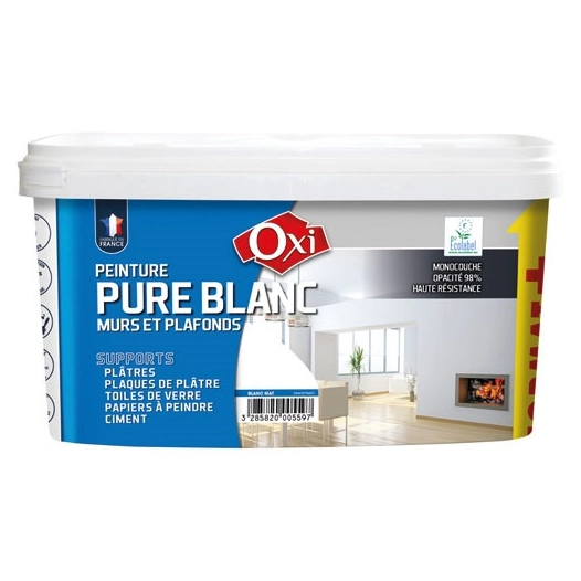 Peinture blanc pur acryl.mat 2.5l+20% - OXI
