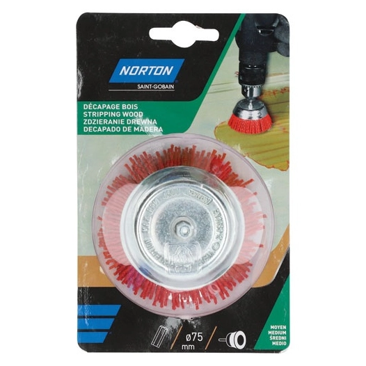 Brosse perceuse coupe nylon rouge 75 Norton - NORTON