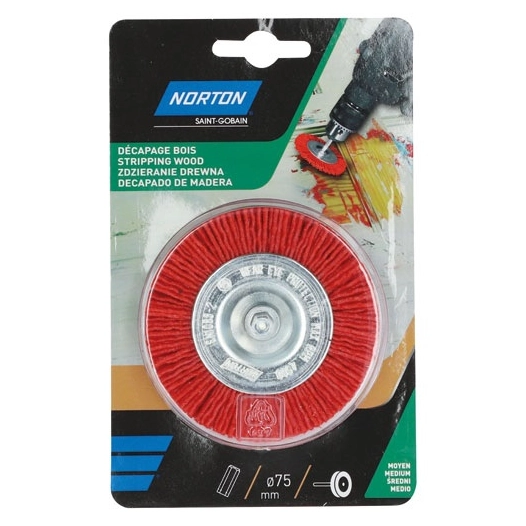 Brosse perceuse circulaire nylon rouge 75 Norton - NORTON