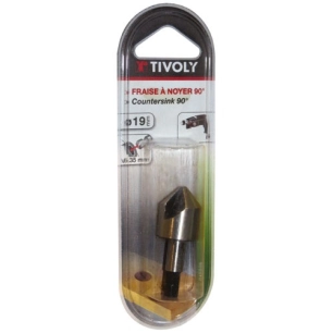 Fraise conique carbone p/bois d19mm tig.6.35mm - TIVOLY