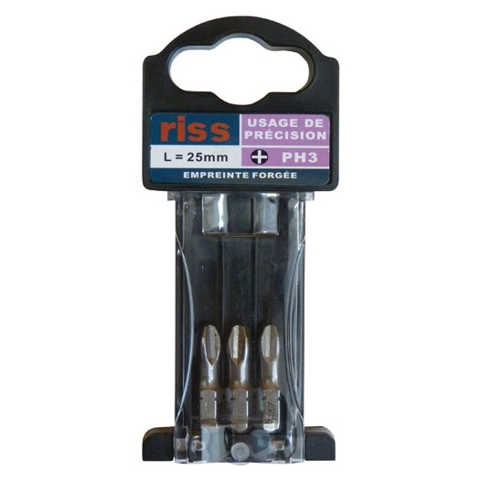 Embout philips PH1 25mm forgé blister de 3 - RISS