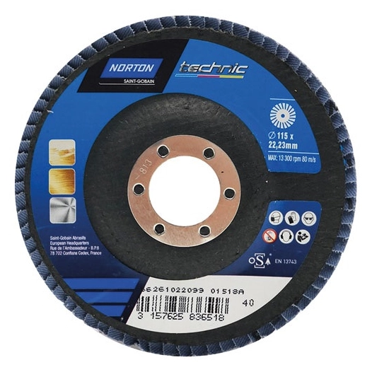 Disque à lamelles convexe sup. fibre technic 115x22 40g - NORTON