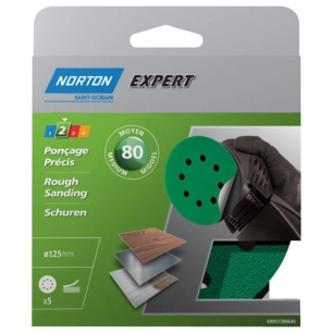 Disque 125 auto-agrippant grain 80 blister de 5 - NORTON