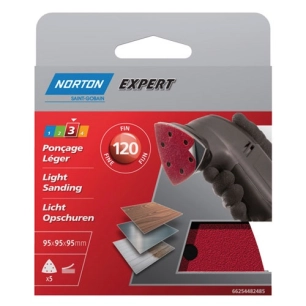 Triangle perforé expert 6 trous 95 gr. 120 pack x5 - NORTON