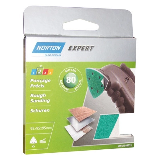 Triangle perforé expert 6 trous 95 gr. 80 pack x5 - NORTON