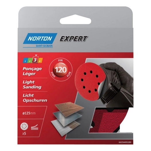 Disque 125 auto-agrippant grain 120 blister de 5 - NORTON