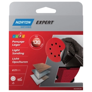 Disque 125 auto-agrippant grain 120 blister de 5 - NORTON