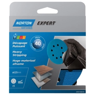 Disque 125 auto-agrippant grain 40 blister de 5 - NORTON