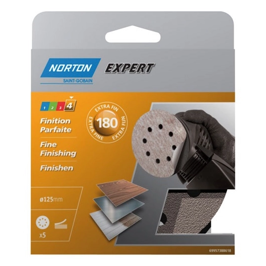 Disque 125 auto-agrippant grain 180 blister de 5 - NORTON
