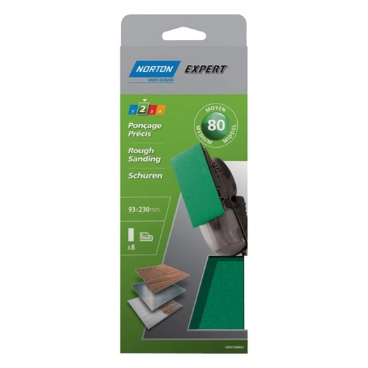 Patin Expert non perforé 93x230 grain 80 x 8 pièces - NORTON
