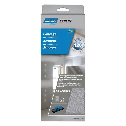 Patins spécial plâtre 93x230mm grain 120 par 3 - NORTON