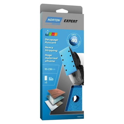 Patin Expert trous parallèles 93x230 grain 40 x 5 pièces - NORTON