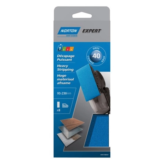 Patin Expert non perforé 93x230 grain 40 x 8 pièces - NORTON