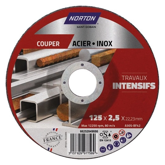 Disque métaux 125x2.5 travaux intensifs - NORTON