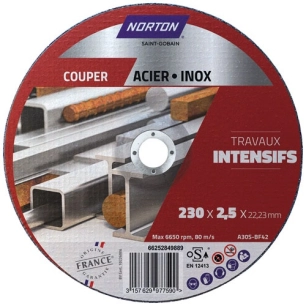 Disque métaux 230x2.5 travaux intensifs - NORTON