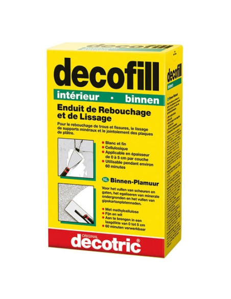 Enduit poudre rebouchage et lissage Decofill intérieur 1kg - DECOTRIC