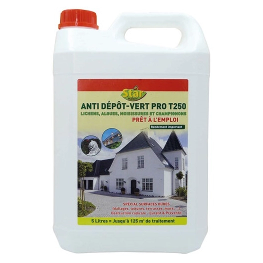 Anti dépôt vert Traitement toits murs terrasses pae 5l 125m² - STAR JARDIN