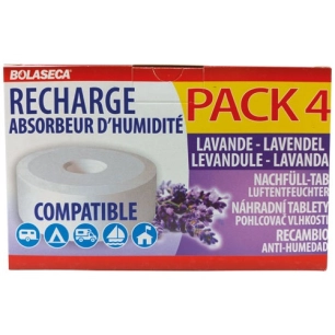 Recharge absorbeur humidite galets 4 x 450g lavande - BOLASECA